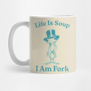 Life Is Soup I Am Fork Frog, Funny Retro, Funny Frog Meme, Vintage Style, Frog Lovers Mug